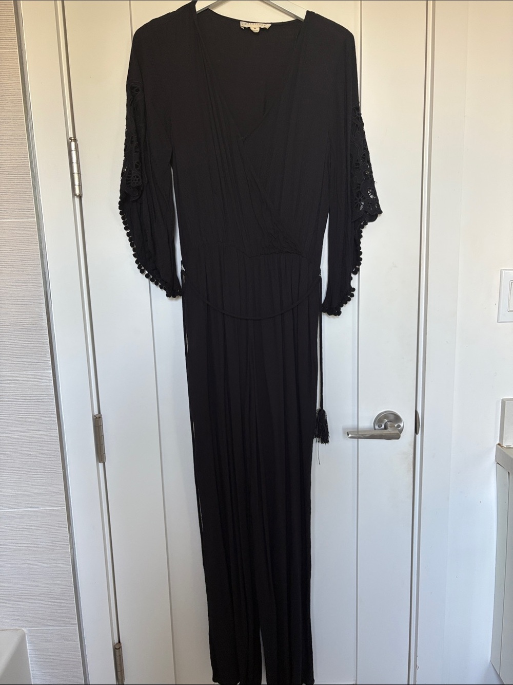 Black Women's Long Sleeve Wrap Maxi Dress